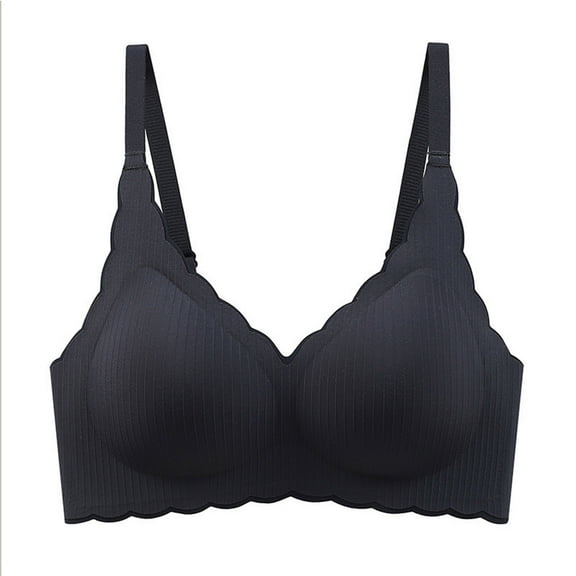 SMihono Deep V Petal Bras for Women No Underwire Soft Wireless Bras Comfort Seamless Bralettes with Extender Black 2