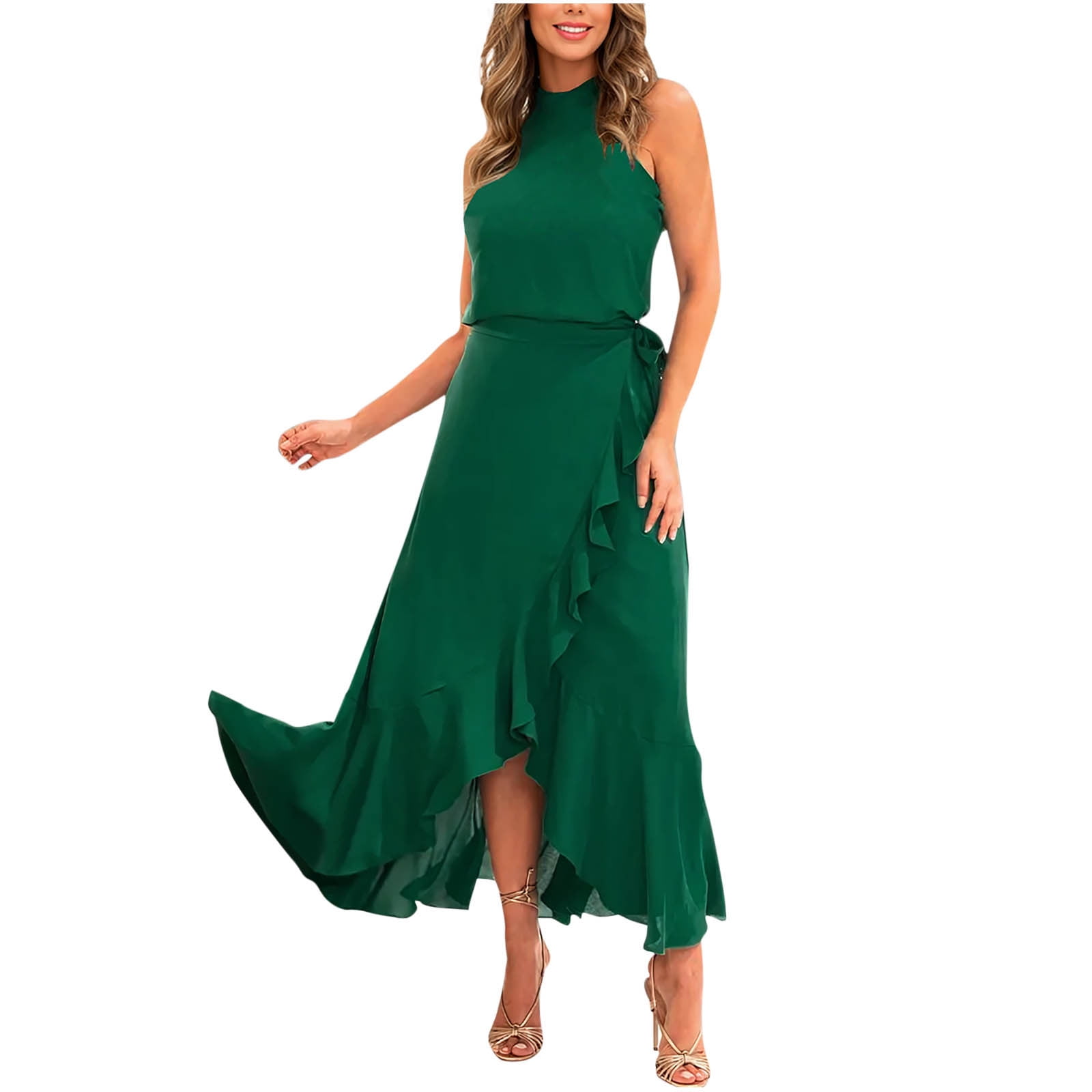 green emerald velvet dress Hard Tail Wide Ribbed Sleeveless Dress