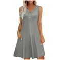 thumbnail image 1 of SMihono Dresses for Women Casual Summer Boho Beach Dress Loose V Neck Sleeveless Sundresses Swimsuit Coverup with Pockets Gray M, 1 of 7