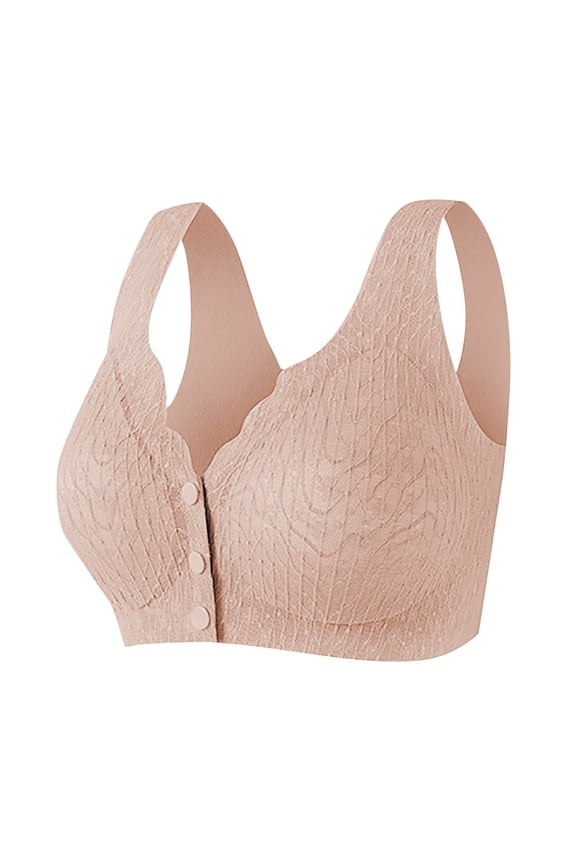 Embroidered Front Closure Bras for Women Wireless Comfort Everyday Bra No Underwire Convenient Plus Size Bralettes Pink XXL