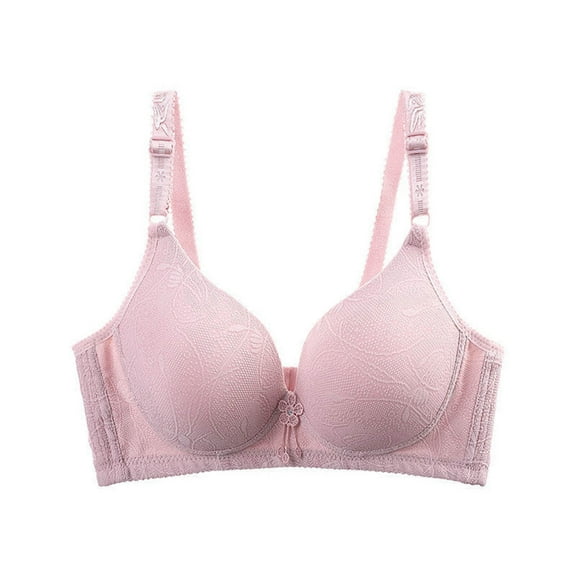 SMihono Everyday Bra for Women Soft Comfy Full Coverage Push Up Bralette Solid Color Adjustable Strap No Underwire Underwear Pink 40