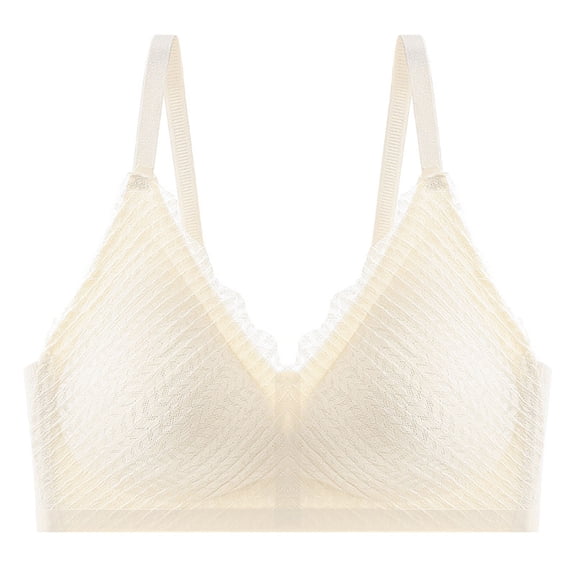 SMihono Everyday Bras for Women Wireless No Underwire Sexy Lace Bras Cool Liftup Underwear Breathable Bralettes with Support White XXL