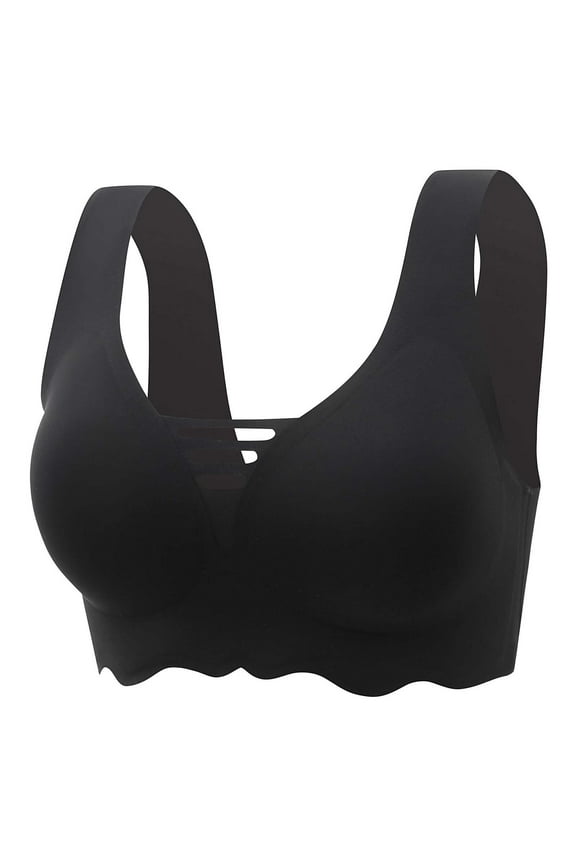 Everyday Comfort Bras for Women Plus Size Seamless Wirefree Bra No Underwear Large Chest No Steel Ring Sports Bra Black XL