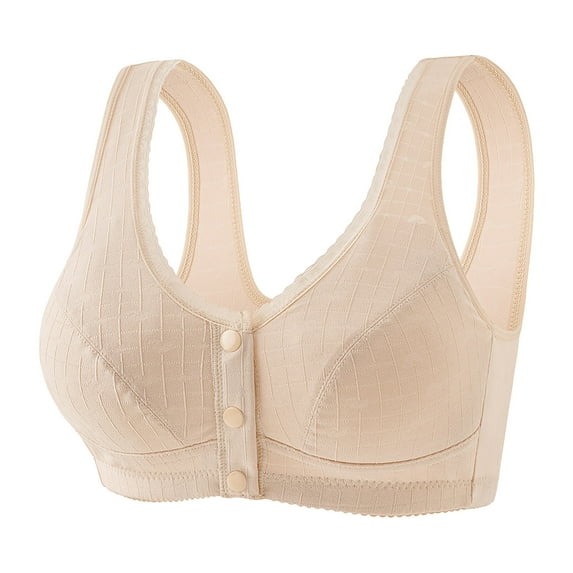 SMihono Fashion Daisy Bras for Older Women Daisy Bra for Seniors, Front Close Button Cotton Bras Full Support Wide Back Bras Orange 42