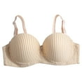 thumbnail image 1 of SMihono Fashion Womens Bras Sexy Comfortable and Breathable Bra with Small Breasts Gathered and Secondary Breasts Steel Ring Striped Bra Beige M, 1 of 3