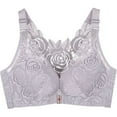 thumbnail image 1 of SMihono Floral Trendy Comfort Rose Bra, Front Closure Lace Comfy No Wire Bras Push Up Wire-Free & Seamless Bra Gray XL, 1 of 4