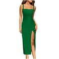 thumbnail image 1 of SMihono Formal Dresses for Women Elegant Bodycon Backless Spaghetti Strap Square Neck High Slit Cocktail Maxi Dress Sundress Green L, 1 of 8