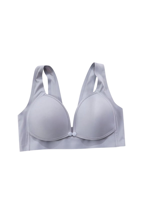 Front Button Closure Nursing Bras for Women Comfort Wireless Full Coverage Thin Summer Convenient Breastfeeding Bra Gray M