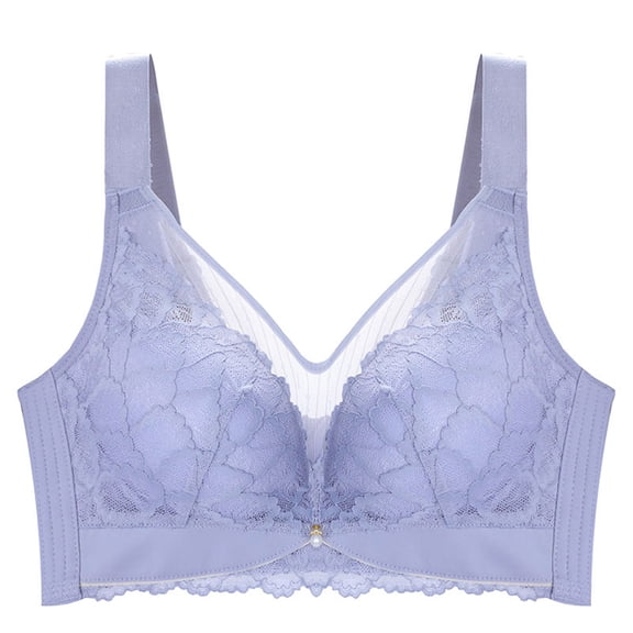 SMihono Front Closure Bras for Women Easy Close Bra Front Closure Button Bras Wireless Comfort Unlined Bra Light Blue 14