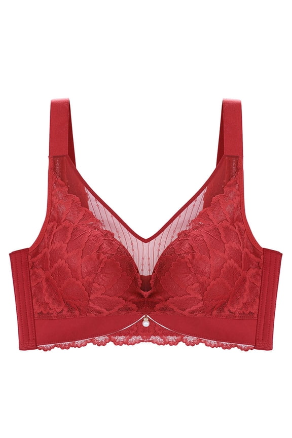 Front Closure Bras for Women Easy Close Bra Front Closure Button Bras Wireless Comfort Unlined Bra Red 12