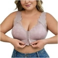 thumbnail image 1 of SMihono Front Closure Bras for Women Plus Size No Underwire Full Coverage Push up Bra Support and Lift Padded Lace Bralettes Khaki XXXXL, 1 of 8