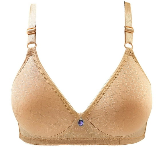 SMihono Front Closure Bras for Women Plus Size Wireless Full Coverage No Underwire Push Up Bras Seamless Support Minimizer Bra Beige 6