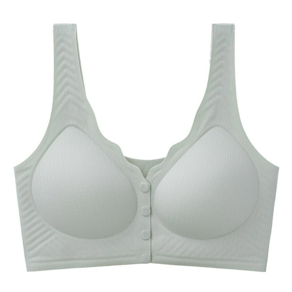 SMihono Front Closure Bras for Women Seamless Wireless Comfort Supportive No Underwire Convenient Mastectomy Bralettes Green XXXL