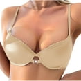 thumbnail image 1 of SMihono Front Closure Push Up Bras for Women Racerback Padded Plunge Underwire Everyday Bra Lift Up Wire Free Casual Bra Khaki 85C, 1 of 6