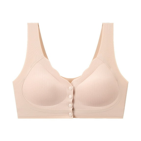 SMihono Front Closure Seamless Wireless Bra for Women Comfortable No Underwire Scalloped Full Coverage Everyday Bras Pink L