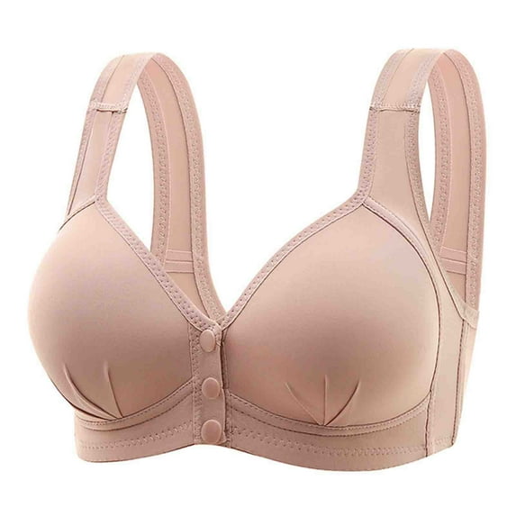 SMihono Front Snaps Daisy Bra for Seniors Everyday Bras, Bra for Older Women Front Button Workout Gym Yoga Bras Pink 44/100