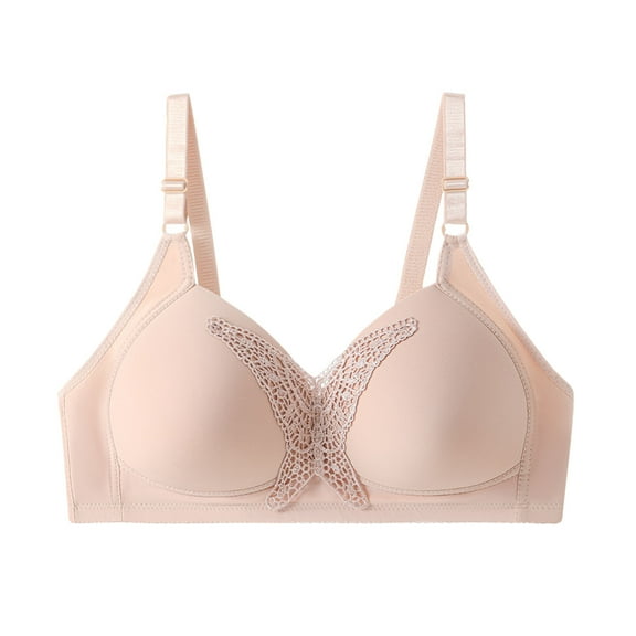 SMihono Full Coverage Bras for Women No Underwire Lace Comfort Soft Padded Push Up Sports Bra Unlined Wireless Everyday Seamless Bralette Beige XXL US(12)