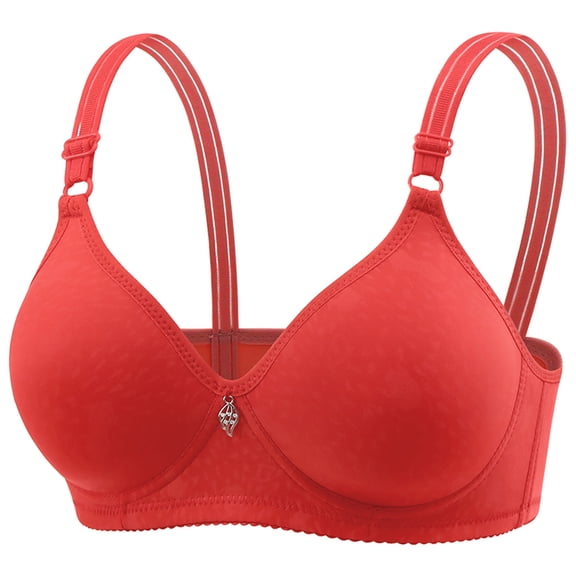 SMihono Full Coverage Bras for Women No Underwire Comfort Soft Padded Push Up Sports Bra Unlined Wireless Everyday Seamless Bralette Red 40/90B