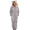 thumbnail image 1 of SMihono Fuzzy Jumpsuit for Women Fleece Onesies Pajamas Warm Sherpa Romper Sleepwear One Piece Zip Hooded Playsuit Loungewear Gray L, 1 of 5