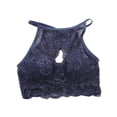 thumbnail image 1 of SMihono High Neck Bralette for Womens Hollow Out Lace Floral Bra Padded Push Up Sexy Crop Top Vest Bra Stretch Workout Bra Blue Free Size, 1 of 3