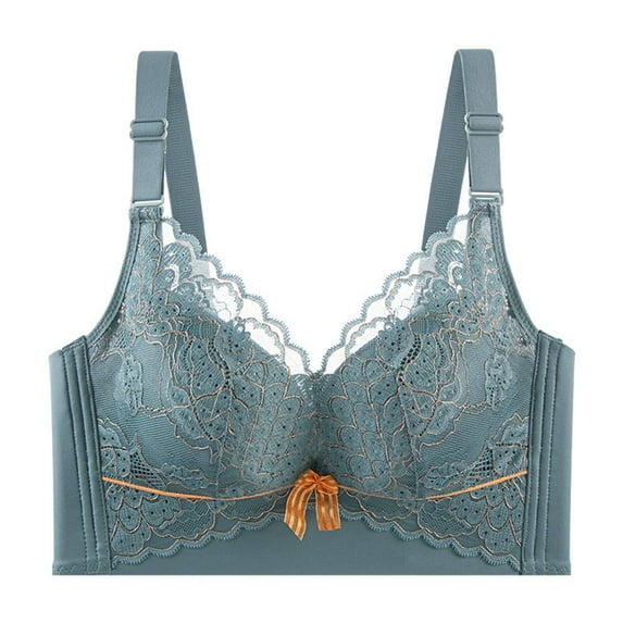 SMihono Lace Bralettes for Women Mesh Embroidery V Neck Wirefree Camisole Bra Underwear Classic Adjustable Strap Crop Top Bras Blue S