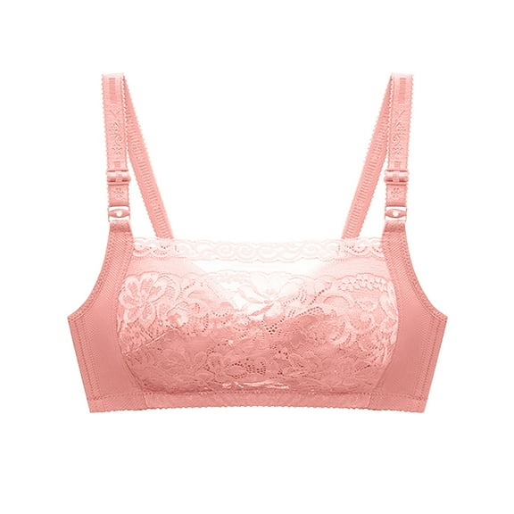 SMihono Lace Bralettes for Women Padded Bralette Adjustable Straps Camisole T-Shirt Bras Classic Floral Embroidery Solid Bra Hot Pink XXL US(12)