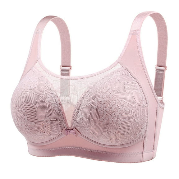 SMihono Lace Embroidery Full Coverage Bras for Women Sexy Mesh Plus Size Push Up Bras Supportive Breathable Bra 2025 Comfortable Daily Bras Pink 38/85