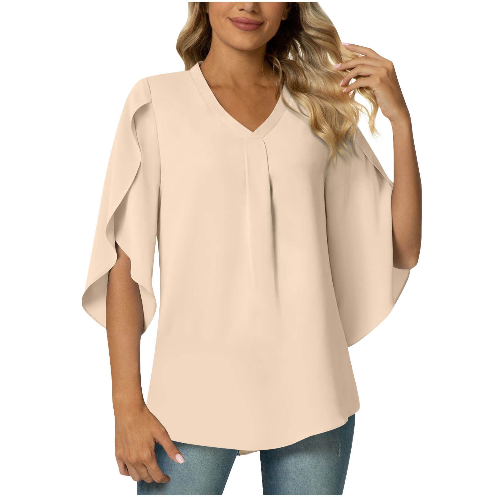 Ebifin Women's Oversized T Shirts Tees Half Sleeve V Neck Comfy Cozy Cotton  Tunic Tops, 01-beige, Small : : Clothing, Shoes & Accessories