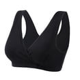 thumbnail image 1 of SMihono Maternity Women's Soft Cotton Spandex Wrap Front Maternity & Nursing Sleep Bralette Bra Large Size Large Cup No Wire Underwear Women Daily Bra Black 8, 1 of 6