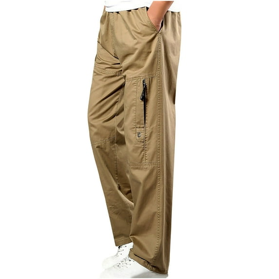 SMihono Men's Cargo Pants Slim Solid Straight Pants Casual Outdoor Sports Overalls Pants Beach Trousers Rugged Stretch Jogger Utility Sweatpants Summer Autumn 2024 Trendy Pants Yellow 6