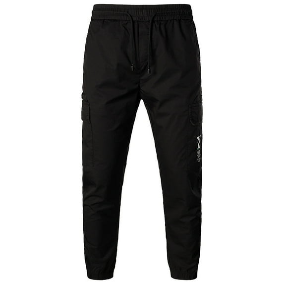 SMihono Men's Fashion Casual Pure Color Outdoors Zipper Pocket Casual Pants Sweatpants Beach Trousers Rugged Stretch Jogger Utility Sweatpants Summer Autumn 2024 Trendy Pants Black 10