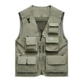 thumbnail image 1 of SMihono Men's Mesh Multi-Pocket Zipper V-Neck Casual Quick Dry Loose Vest Mountaineering Work Outdoor Vests Khaki XXXL, 1 of 2