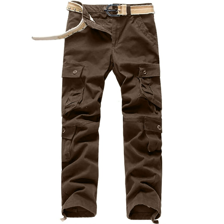 SMihono Men s Solid Multi Pocket Washed Overalls Outdoor Casual