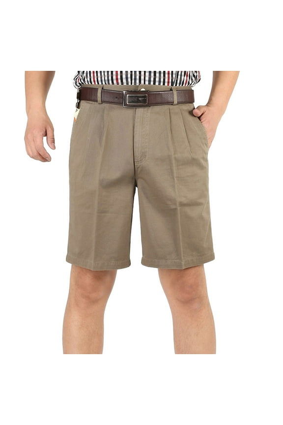 Men's Summer Shorts with Belt Loops Straight Fit Flat Front Bermuda Beach Shorts Khaki Gray Black Plus Size 30 32 34 36 38 40 42
