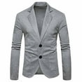 thumbnail image 1 of SMihono Men's Trendy Blazer Corduroy Jacket Lapel Collar Formal Button Front Stretch Suit Coat Prom Wedding Long Sleeve Tuxedo Slim Fit Solid Sports Business Pocket Work Office Gray 4, 1 of 9