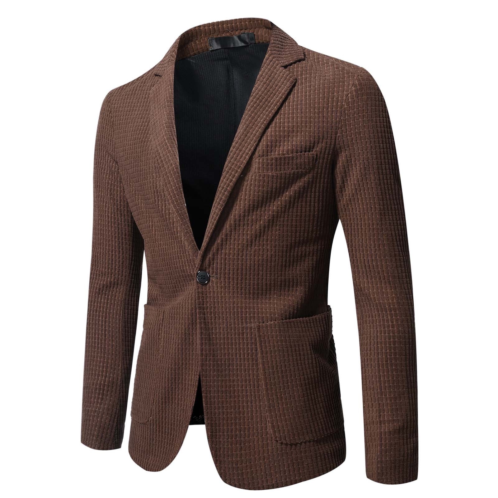 Mens Blazer Plaid Wool Suit Coats Lapel Long Sleeve Button Suit Business  Casual and Formal Suit Jacket