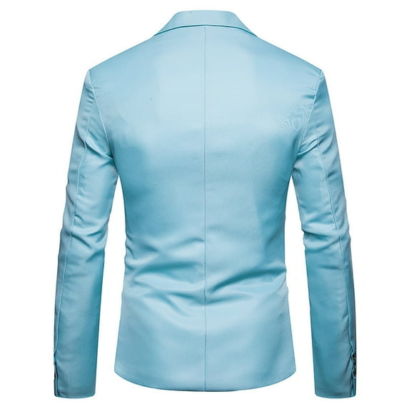 SMihono Men's Trendy Blazer Suit Jacket Youth Coat Work Office Lapel Collar Formal Button Front Stretch Suit Coat Prom Wedding Long Sleeve Tuxedo Slim Fit Solid Sports Business Pocket Light blue 12