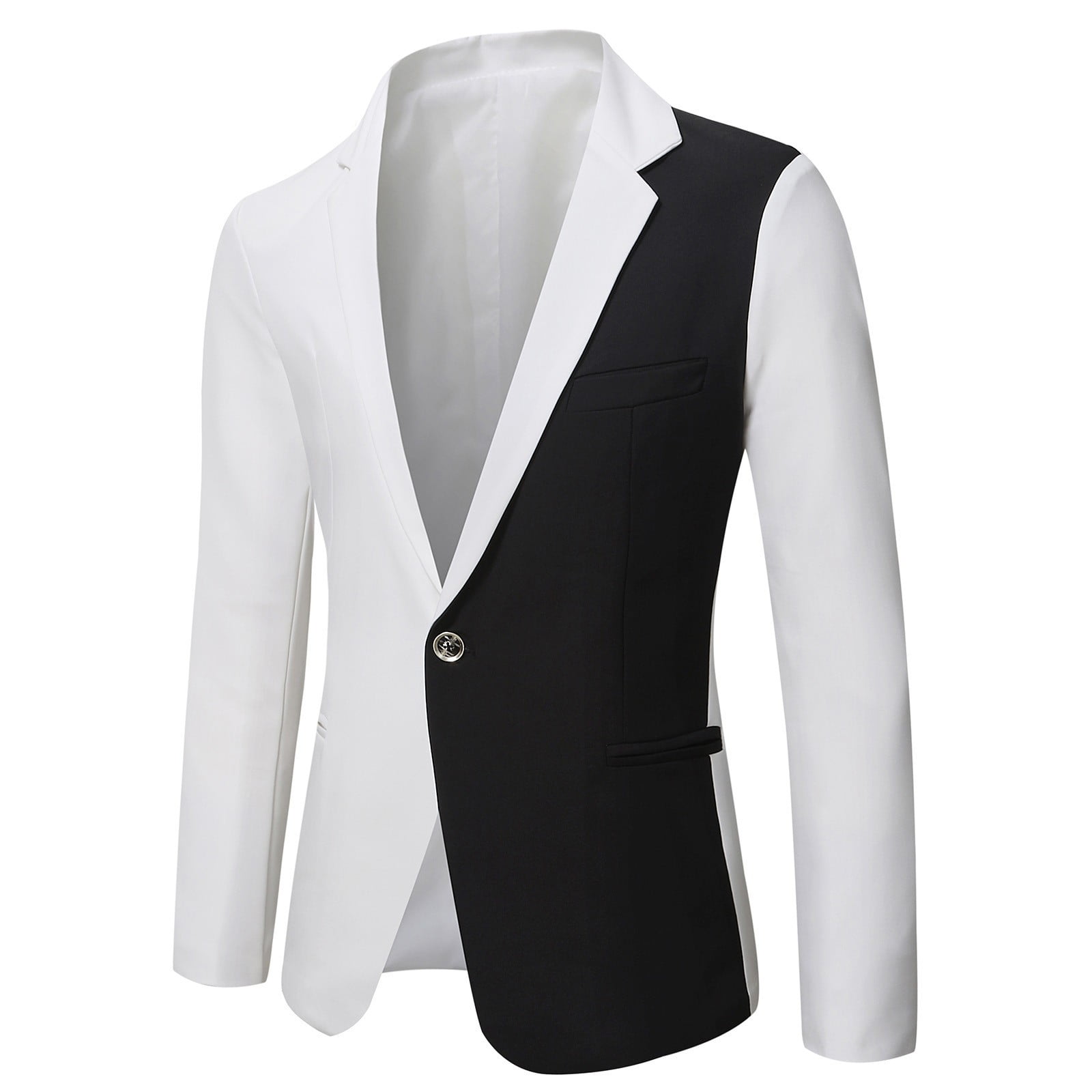SWSMCLT Men's Long Sleeve Blazer Jacket Fitted Blazer Casual Slim Fit  Button Business Casual Spring Sport Coat Black Large 