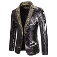 thumbnail image 1 of SMihono Men's Trendy Leather Blazer Suit Jacket Prom Wedding Long Sleeve Tuxedo Slim Fit Patchwork Sports Business Pocket Work Office Lapel Collar Formal Button Front Stretch Suit Coat Black 6, 1 of 4