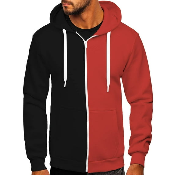 SMihono Mens Plush Tunic Drawstring Hoodie Sweatshirt Drop Shoulder Long Sleeve Vintage Contrast Color Block Pullover Hooded Tees Casual Outwear Comfy Party Dressy Kangaroo Pockets Tops Red 18