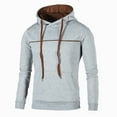 thumbnail image 1 of SMihono Mens Tunic Thick Drawstring Hoodie Sweater Coat Drop Shoulder Long Sleeve Stylish Trim Color Pullover Funnel Neck Tees Front Pocket Slim Fit Casual Breathable and Quick-Dry Tops Gray 10, 1 of 4