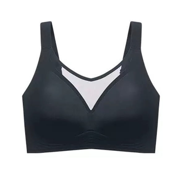 SMihono Mesh Bras for Women with Wide Adjustable Straps No Underwire Seamless Hollowed V Neck Soft Everyday Bralettes Black XXL