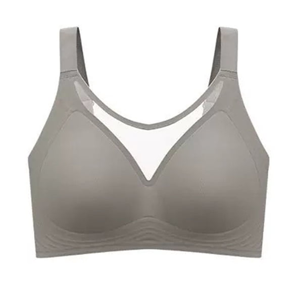 SMihono Mesh Bras for Women with Wide Adjustable Straps No Underwire Seamless Hollowed V Neck Soft Everyday Bralettes Gray XXL