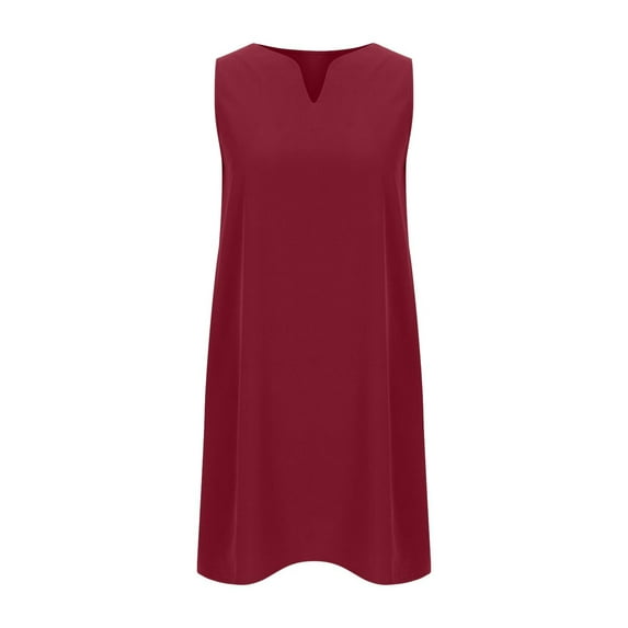SMihono Mini Dresses for Women Loose Fit Sleeveless Dress for Women Cute Summer Dresses Dresses Solid Color Swing Dress Tunic Dresses Wine 10