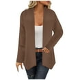 thumbnail image 1 of SMihono New Year's Deals Fleece Sherpa Lined Open Front Cardigan Coat for Women 2024 Women's Fall/Winter New Casual Loose Solid Color Tops Long Sleeved Cardigan Brown 4, 1 of 7