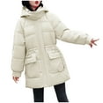 thumbnail image 1 of SMihono New Year's Deals Fleece Thicken Women Warm Pocket Coat Long Jacket Winter Sleeve Down Parkas Long Sleeve Parkas for Womens Love White 8, 1 of 7