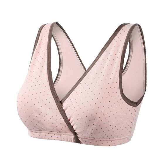 SMihono Nursing Bras for Breastfeeding Maternity Sleep Bra Pregnancy Cotton Bralette Soft Cotton Spandex Wrap Front Maternity & Nursing Sleep Bralette Bra Pink 8