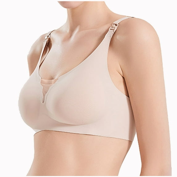 SMihono Nursing Bras for Breastfeeding Front Closure Seamless Relaxed Comfort Pregnancy Maternity Wireless Bralette (Beige XXL )