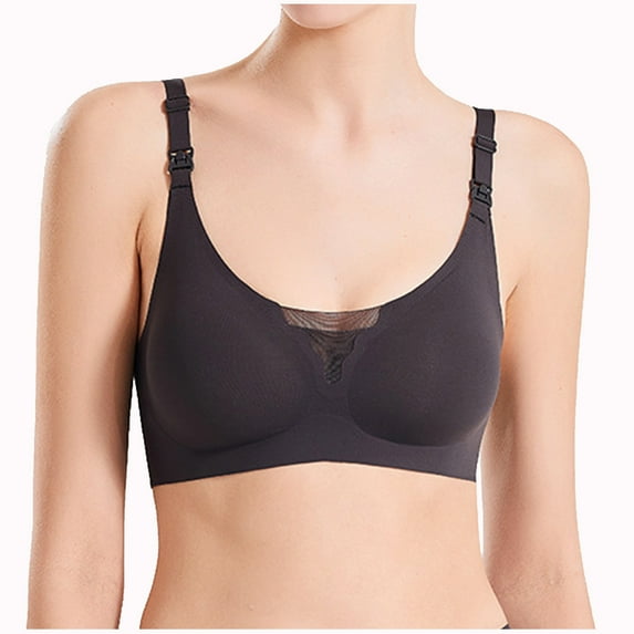 SMihono Nursing Bras for Breastfeeding Front Closure Seamless Relaxed Comfort Pregnancy Maternity Wireless Bralette (Black XL )