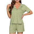 thumbnail image 1 of SMihono Pajamas for Women Set 2 Piece Loungewear Short Sleeve Top and Shorts Soft&Comfortable Pj Sets for Woman V-neck Sleepwear Green L, 1 of 7
